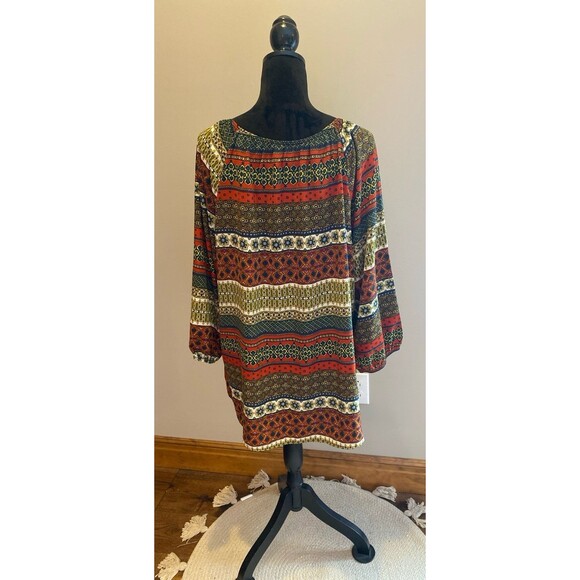 North Style Boho Peasant Blouse Size XL Rounded Neckline Flowy Long Top Comfy - Picture 4 of 9